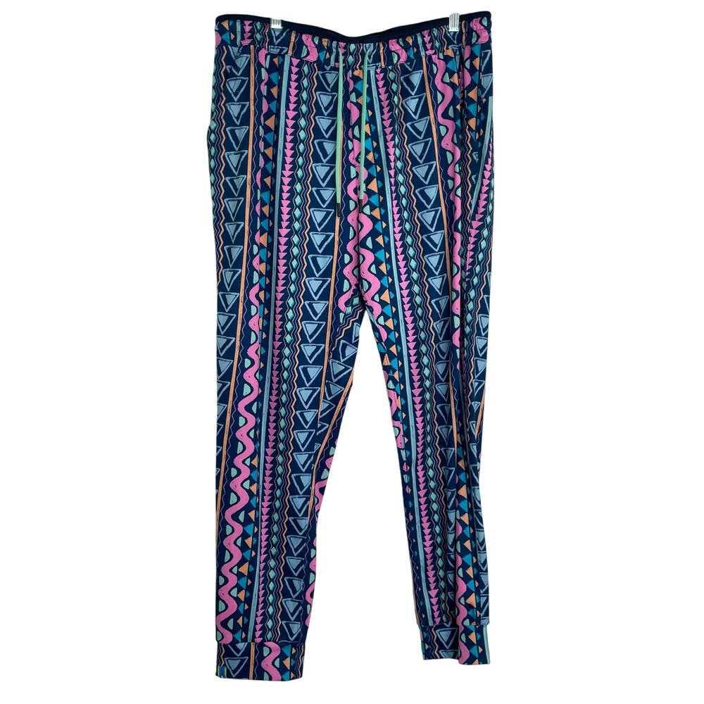 Chubbies blue colorful activewear sweat pants retro print size XL